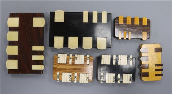 Five Victorian wood and ivory markers